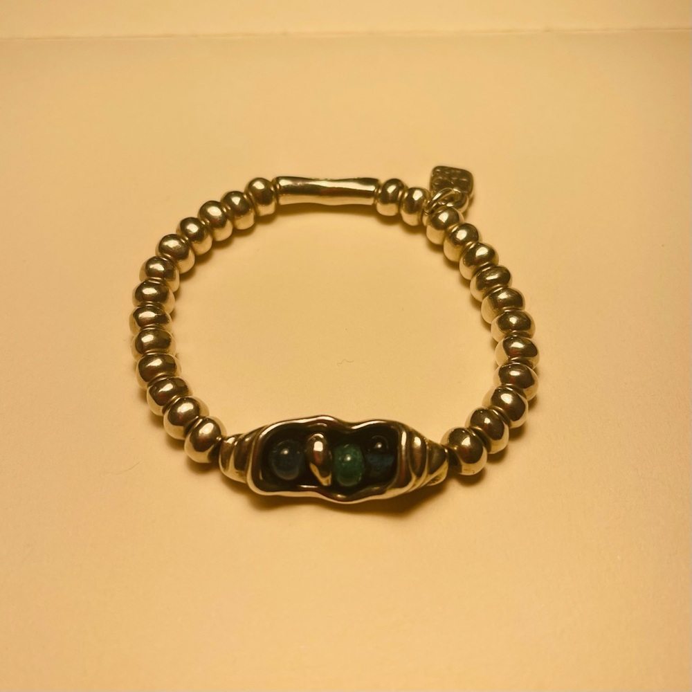 UNOde50 SILVER BEADS and GLASS BRACELET STRETCHING